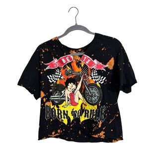 Betty Boop Born‎ To Rule Motorcycle Crop Top Medium